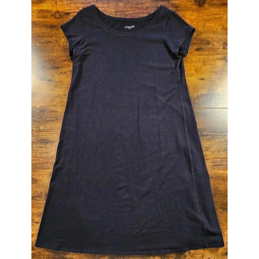 Eileen Fisher Black Classic Shift T-Shirt Dress Size Medium